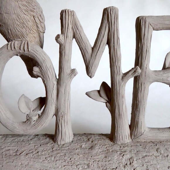 RESIN HOME SPARROW BIRD BRANCH LOG SIGN DECORATION (PRE-OWNED) - Picture 11 of 13